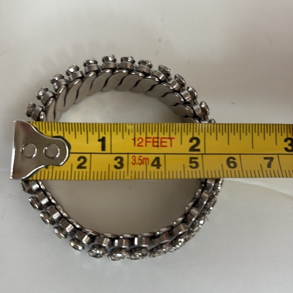 Crystal rhinestone expansion stretch bracelet Hollywood Madonna 80s silver - Picture 3 of 13